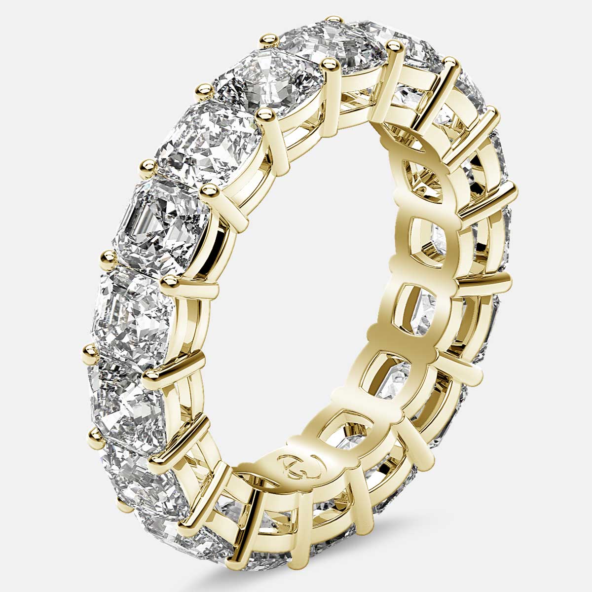 Yellow and White Asscher Cut Diamond Half Eternity Ring 1.04ct in Platinum  - Asscher Cut, Claw Set | Pragnell